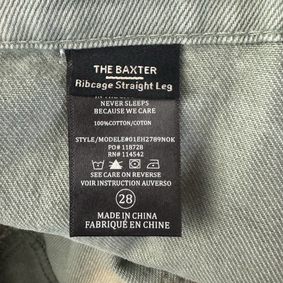 Blank NYC Green The Baxter Ribcage Straight Leg Button Fly Jeans NWT Size 28 - Picture 6 of 9